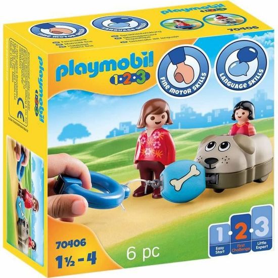 Εικόνα της Playset Playmobil 1.2.3 Σκύλος Παιδιά 70406 (6 pcs)